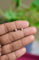 Silver Round Stoned Earlobe studs - H6
