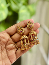 Antique Gold Lakshmi Idol Jhumka Earrings - TJ03