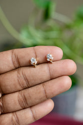 Rose petal Gold Earlobe studs - H11