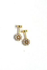 Floral CZ Bugadi | Gold Finish Cartilage Stud