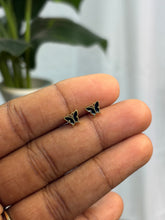 Anti tarnish Black butterfly helix studs - H1