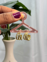 Three layer Round Gold Hoop Earrings-HE014