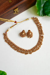 Premium Ruby Stone Peacock Drop Necklace Set with Jhumka Earrings - AN17