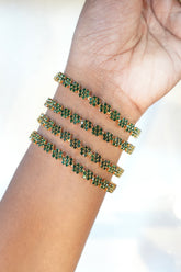 Crystal Bloom Gold Bangles (Set of 1)-BB01