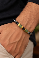 Midnight Lava Stone Bead Bracelet-MB01