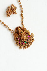 Traditional Kathakali Gold finish Pendant Long haram Set - LH003