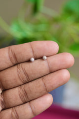 Silver Round Stoned Earlobe studs - H6