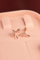 Diamond Replica Rose gold  Ribbon Earlobe/Helix Studs - HS 120