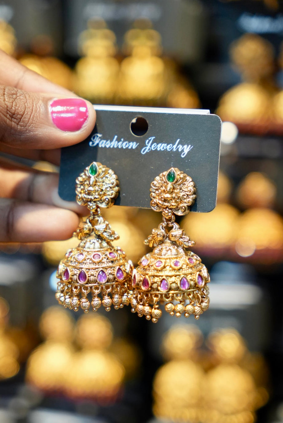 Royal Lakshmi stoned Jhumka - TJ21