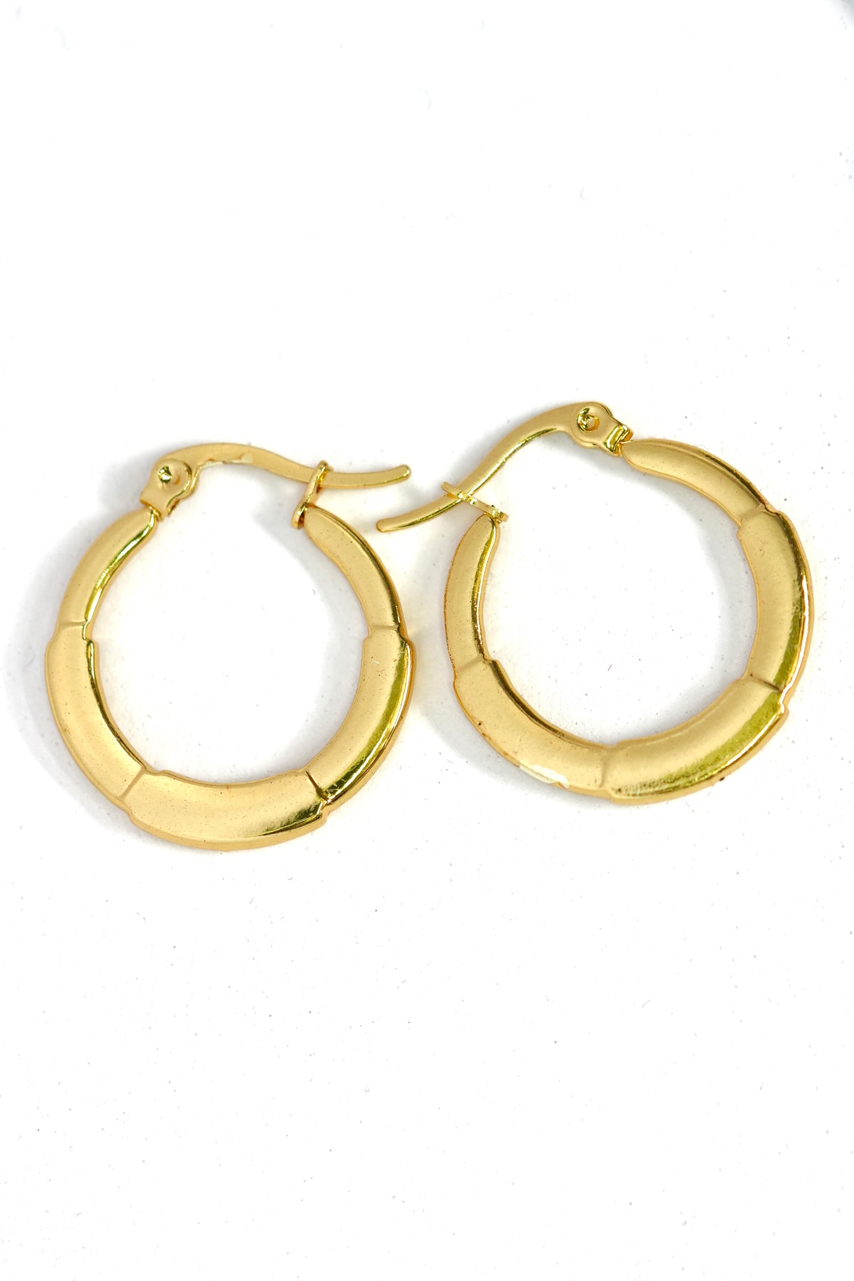 Bamboo Style Gold Hoop Earrings