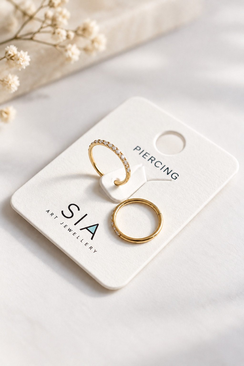GOLD Elegant 316 L Surgical Steel SIDE stone Nose Ring - NR03-G