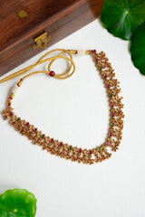 Premium Antique Ruby Peacock Necklace Set - AN08