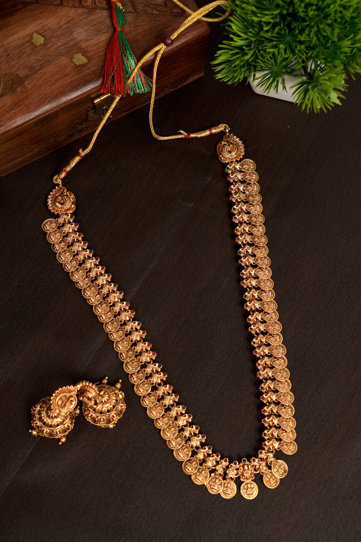 Amritha Suvarna Coin Antique Long Haram Set - LH015