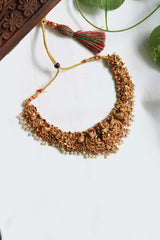 Antique Mayura Lakshmi Choker with White Pearls