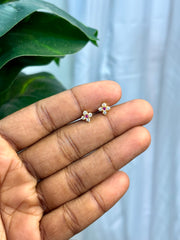 White and Ruby Floral Gold plated Flat-Back Studs - SSB25