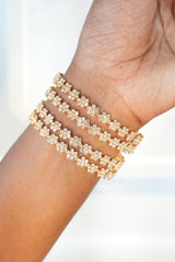 Crystal Bloom Gold Bangles (Set of 1)-BB01