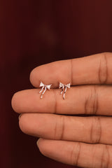 Diamond Replica Rose gold  Ribbon Earlobe/Helix Studs - HS 120