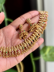Premium Antique Temple Lakshmi Necklace Set - AN22