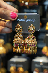 Temple Carving Jhumka Earrings-TJ25
