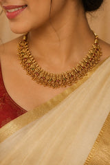 Premium Antique Temple Lakshmi Necklace Set - AN22
