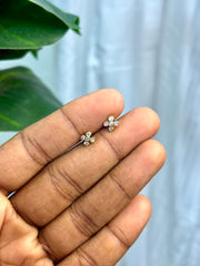 White Floral Gold plated Flat-Back Studs - SSB24