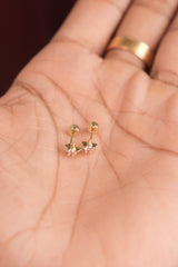 Star white Stone Earlobe/Helix Studs -Diamond Replica-HS 118
