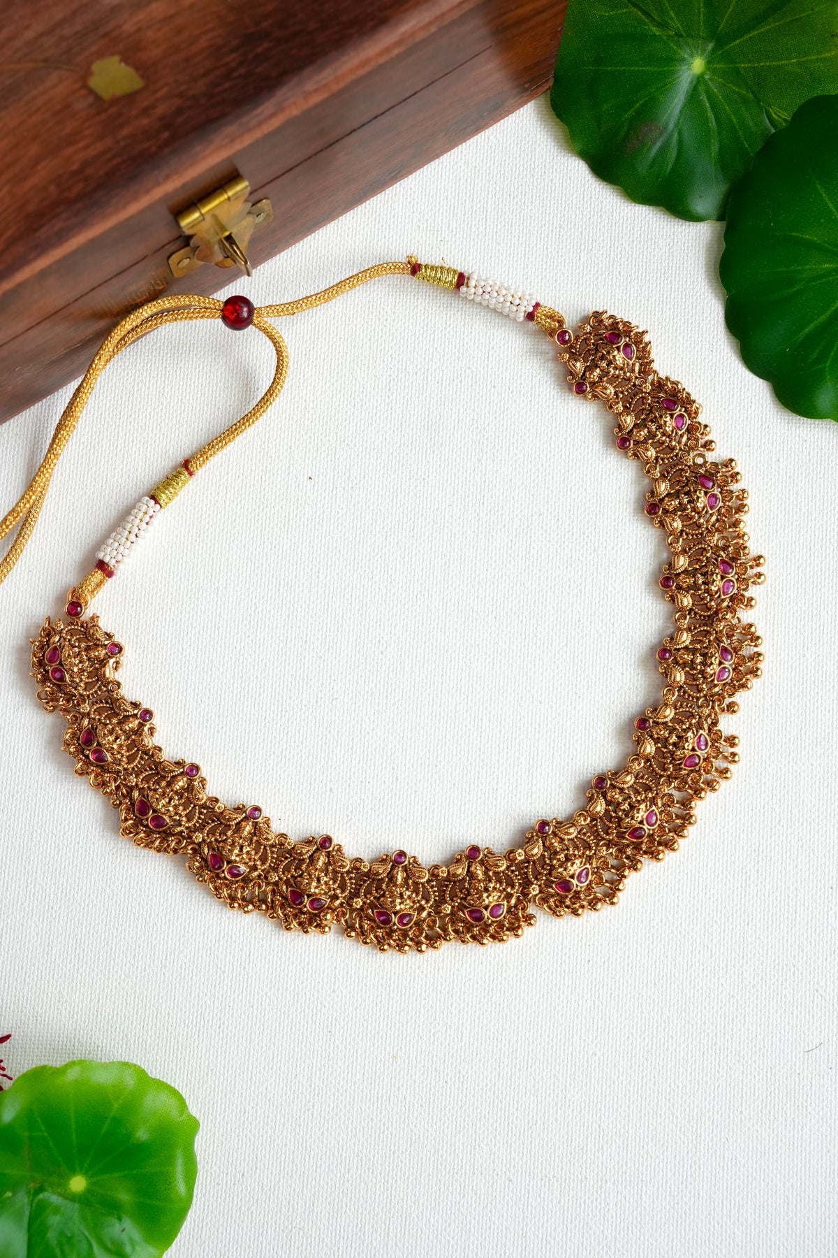 Premium Antique Lakshmi Temple Choker Necklace Set - AN11