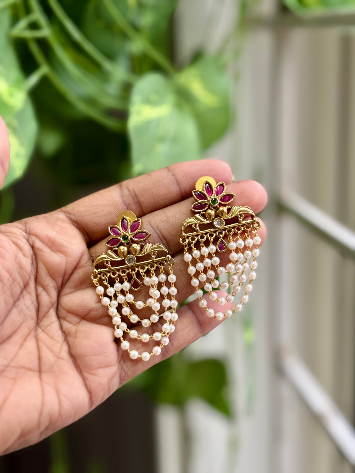Pearl Lotus AD Jhumka - AJ01