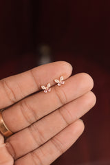 Rosegold Butterfly Stone Earlobe/Helix Studs -Diamond Replica-HS 116