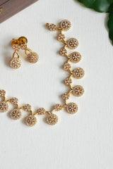 Premium Floral Crystal Drop Necklace Set - AN15