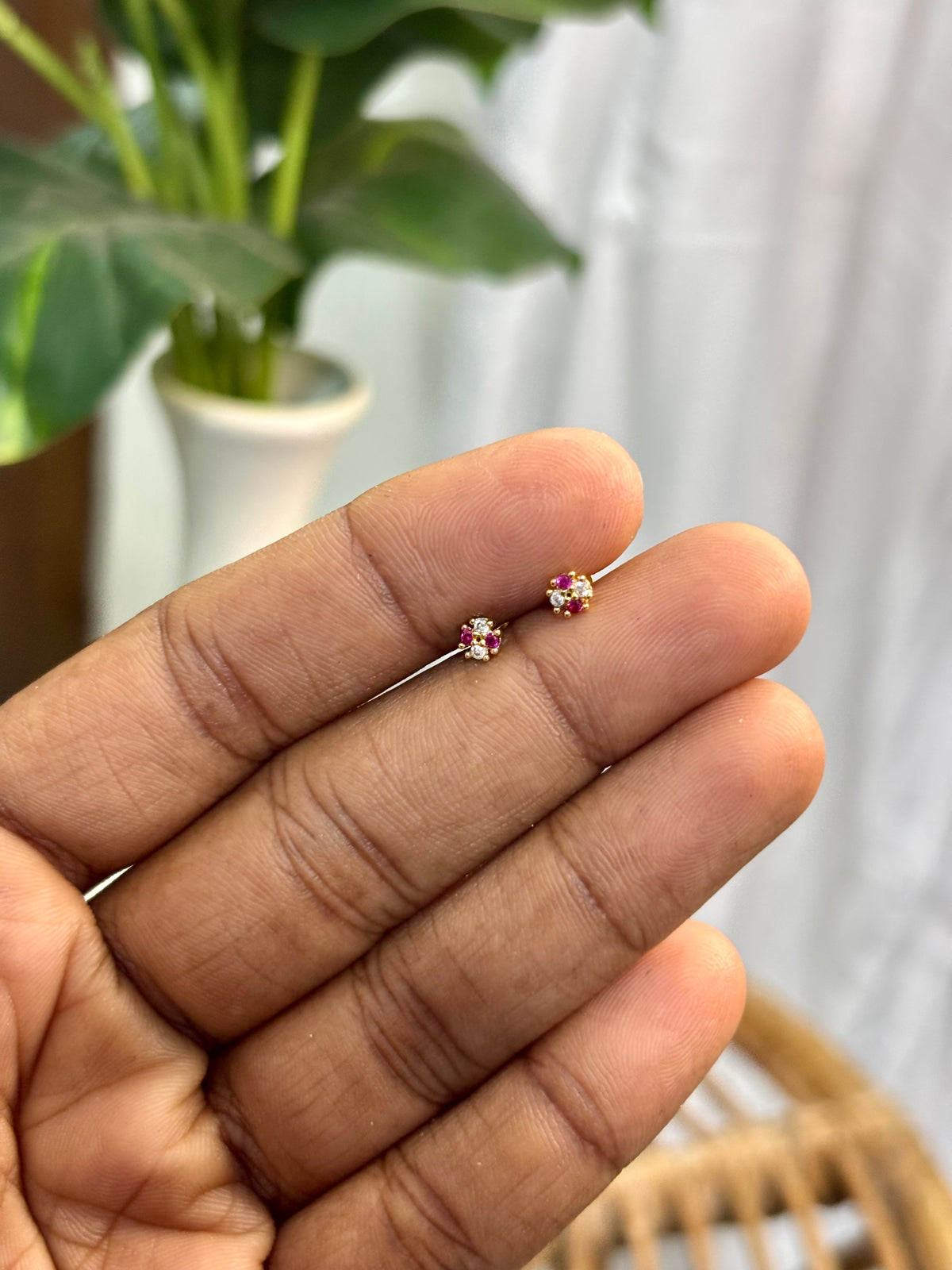 Pink Ruby Round Flat-Back Studs - SSB21
