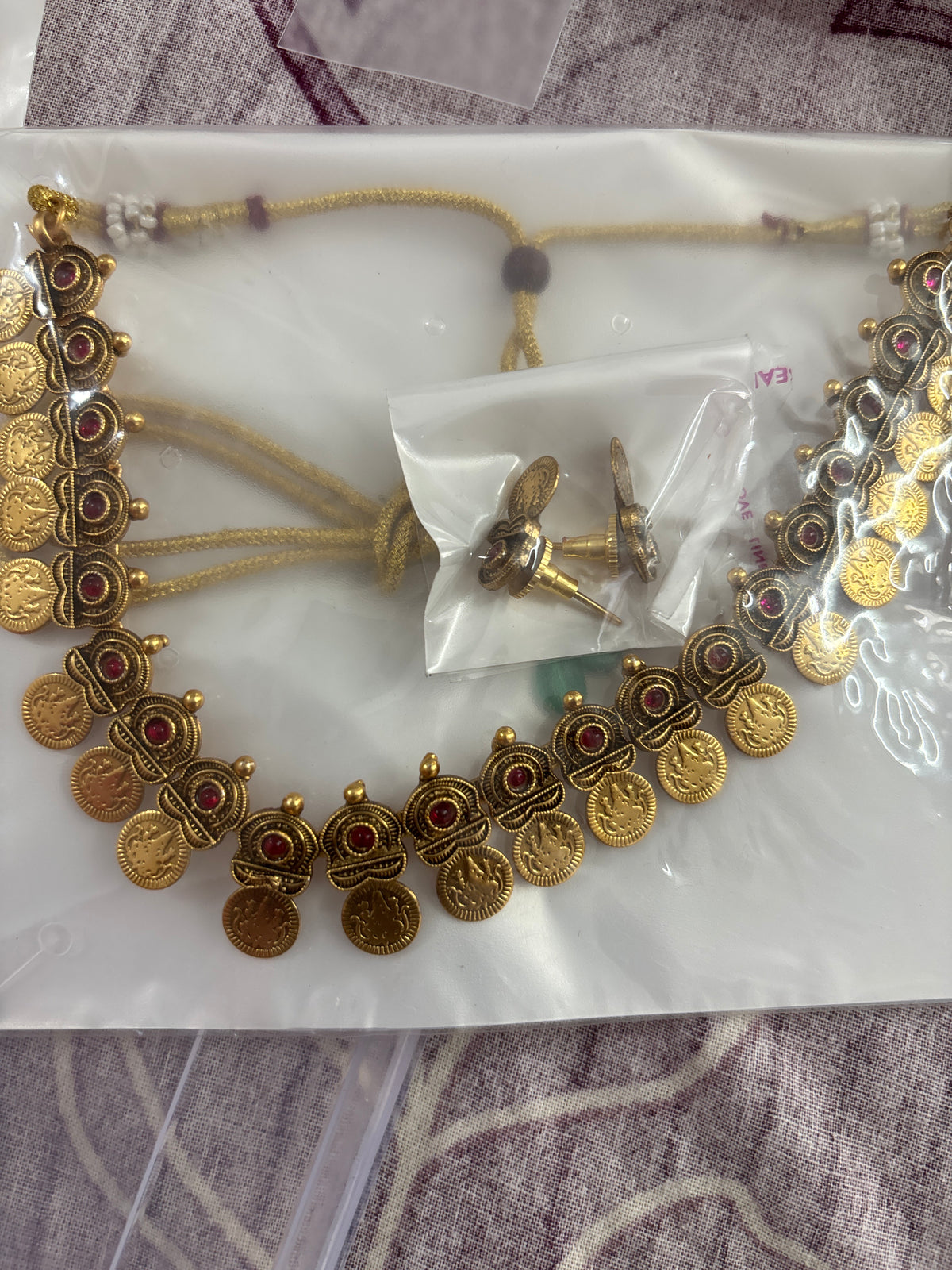 Amritha Shankari Coin Necklace Set - TN006