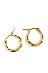 Gold Bamboo Circle Hoops