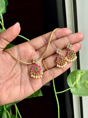 Premium Crystal Palakka Adiyal Necklace Set - AN04