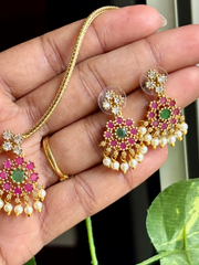 Premium Crystal Palakka Adiyal Necklace Set - AN04