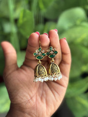 Oxidized Bloom Jhumka Hanging Earrings - 0E06