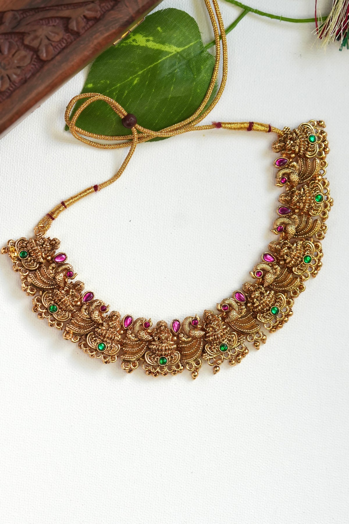 Amritha Mayurika – Ruby & Emerald Antique Necklace set - TN004