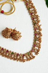 Premium Antique Ruby Peacock Necklace Set - AN08