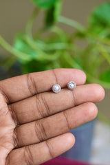 Pearl Stoned Silver Earlobe studs - H8