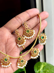 Premium Traditional Kemp Stone Drops Necklace Set - AN14