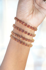 Crystal Bloom Gold Bangles (Set of 1)-BB01