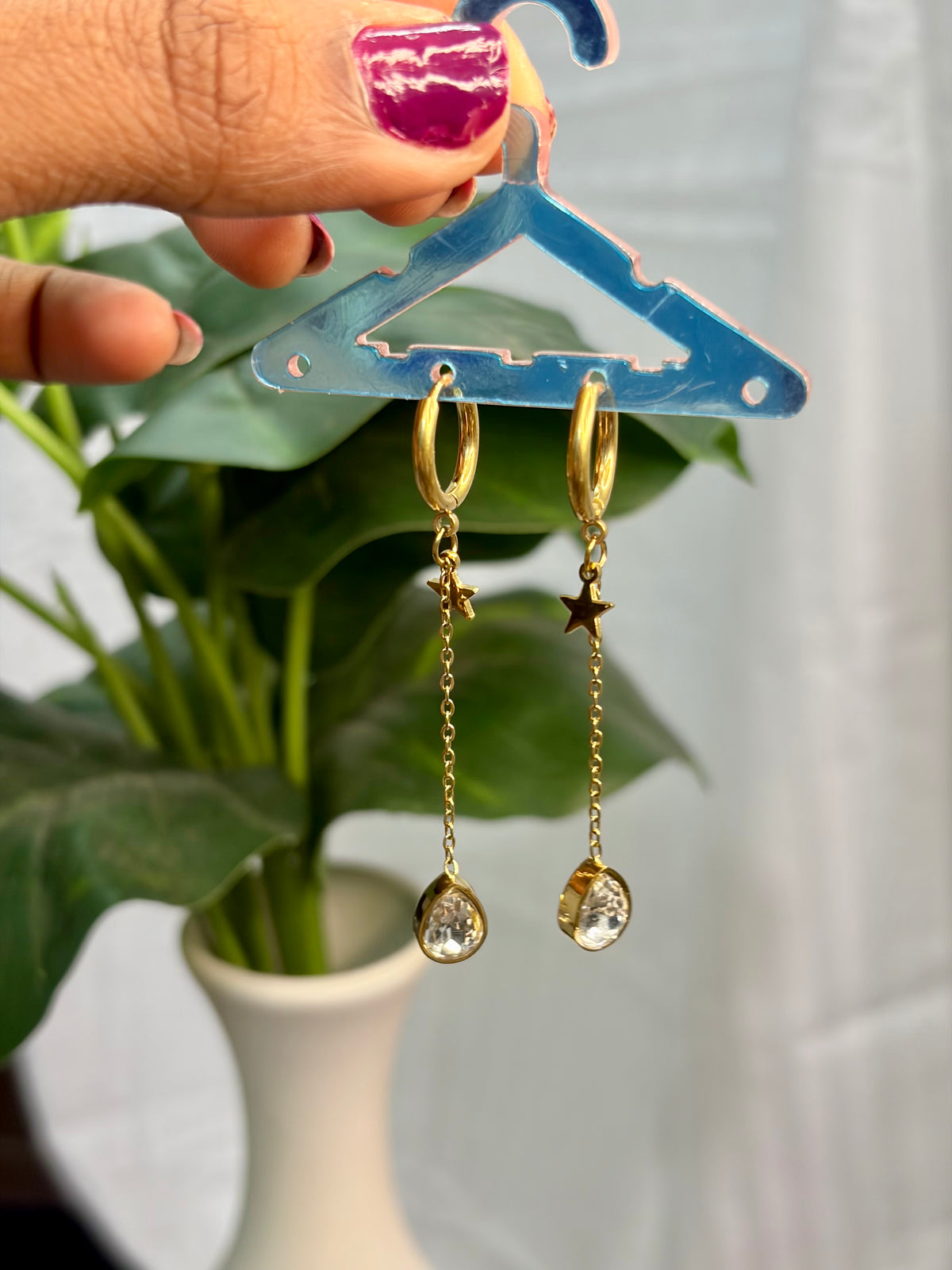 Stylish Hanging Drop Hoop Earrings - HE22
