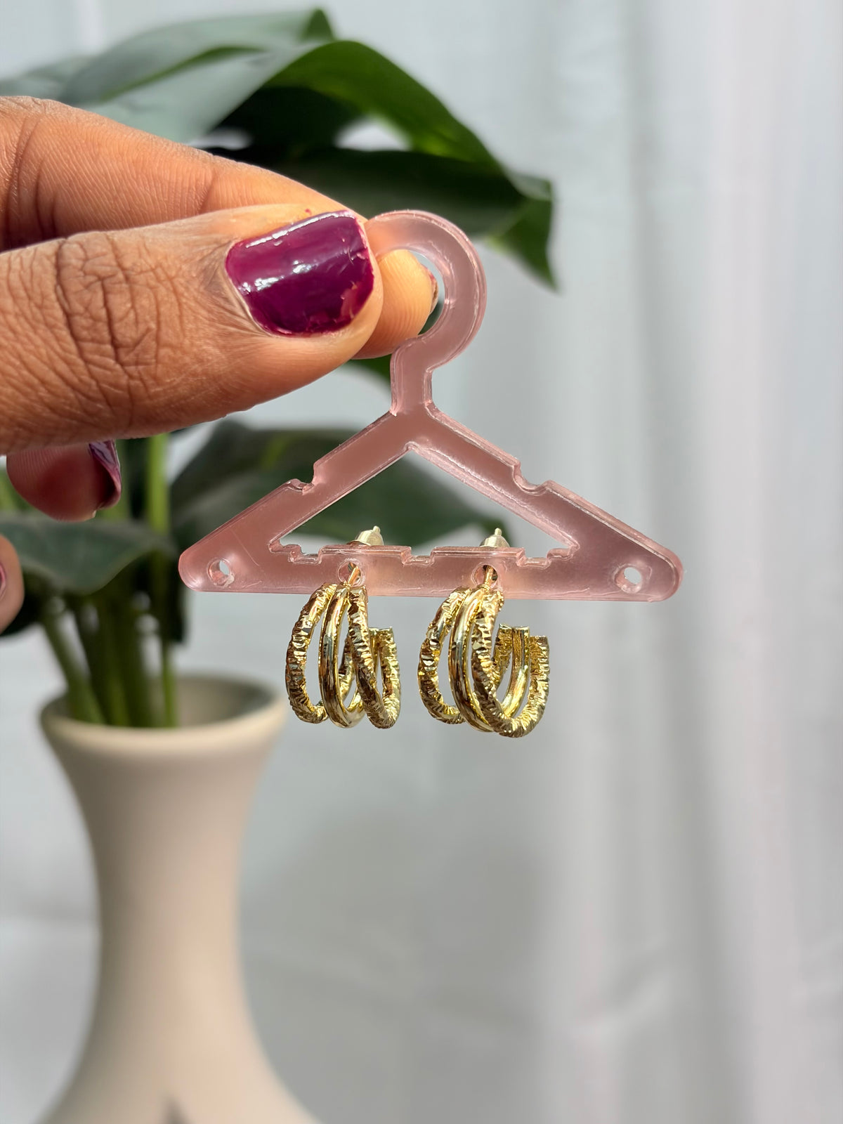 Round Gold Hoop Earrings-HE013