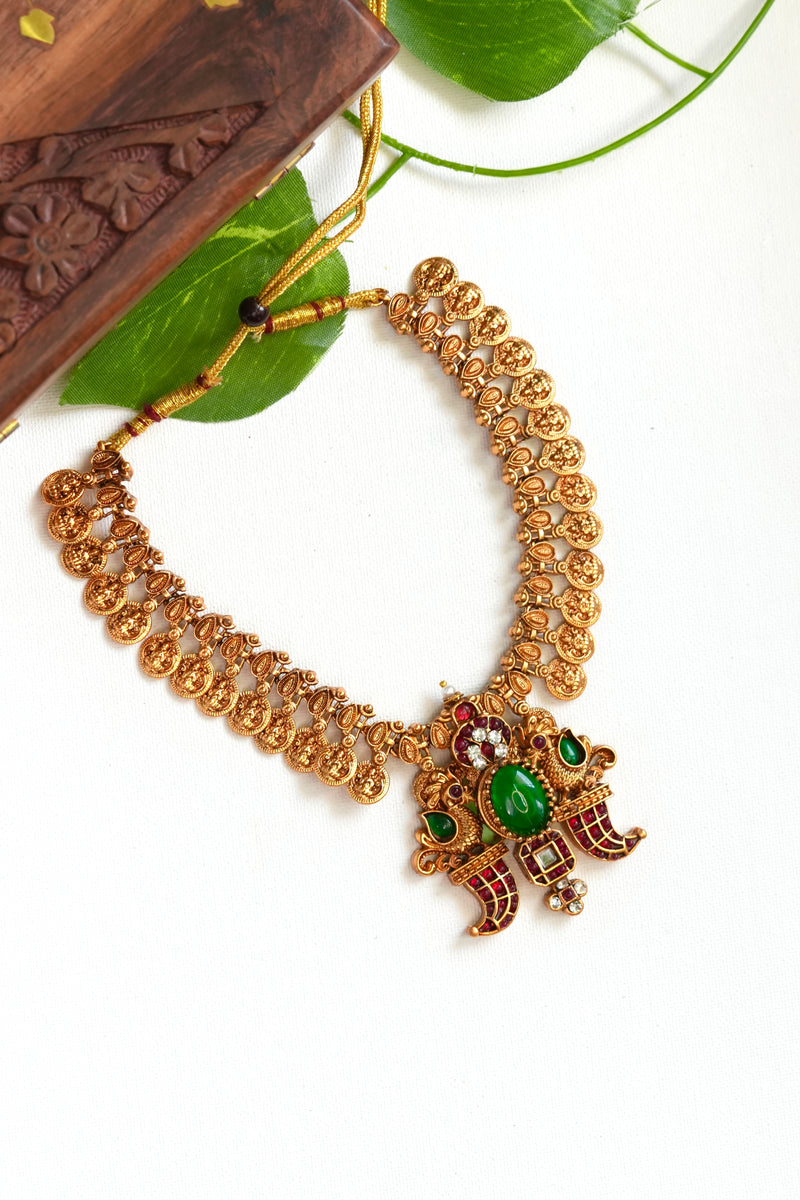 Amritha Jadau Lakshmi Coin Necklace Set - TN009