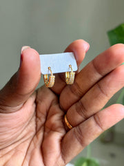 Two layered Gold Simple Hoop Earrings-HE016