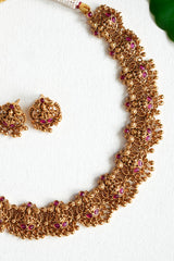 Premium Antique Lakshmi Temple Choker Necklace Set - AN11