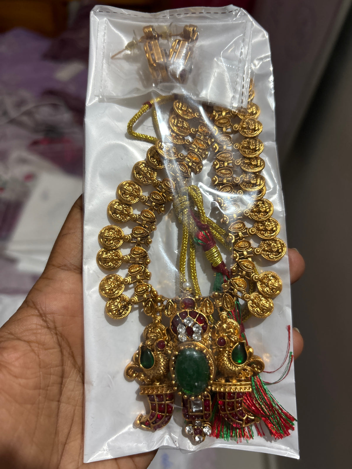 Amritha Jadau Lakshmi Coin Necklace Set - TN009