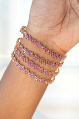 Crystal Bloom Gold Bangles (Set of 1)-BB01