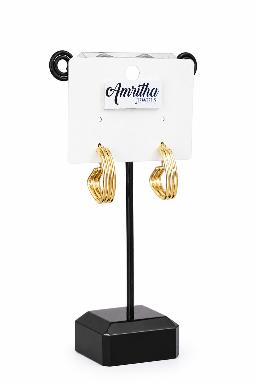 Three layered Gold Hoop Earrings-HE012