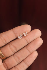Gold Butterfly Stone Earlobe/Helix Studs -Diamond Replica-HS 117